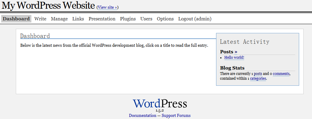 Wordpress 1.0~1.5（2004~2005）