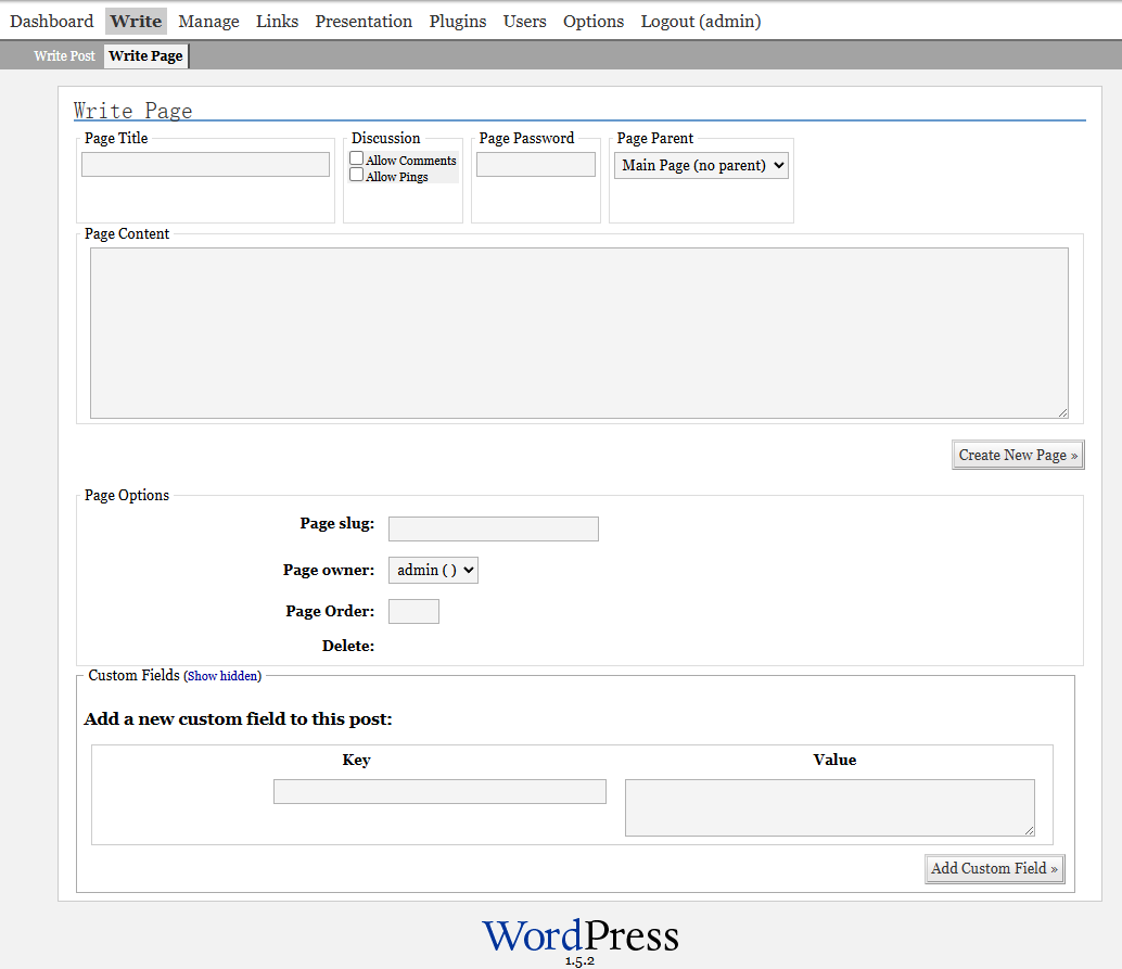 Wordpress 1.0~1.5（2004~2005）