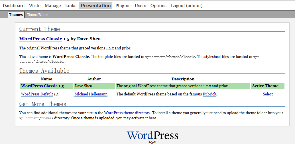 Wordpress 1.0~1.5（2004~2005）