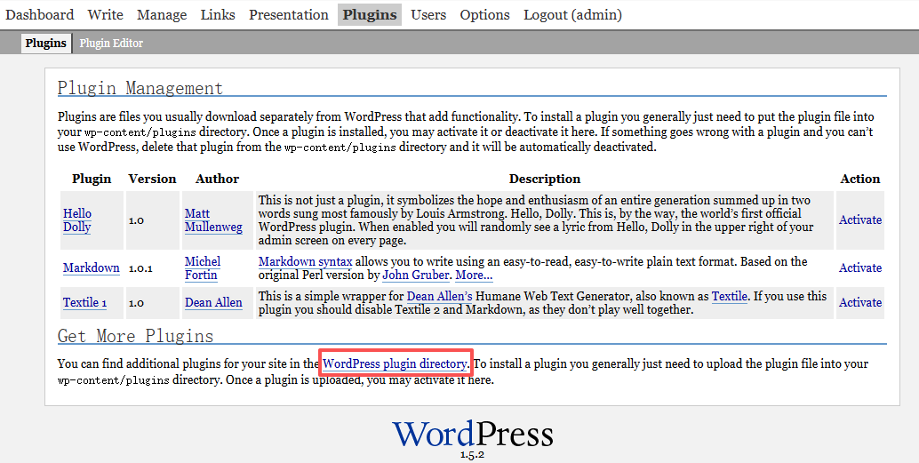 Wordpress 1.0~1.5（2004~2005）