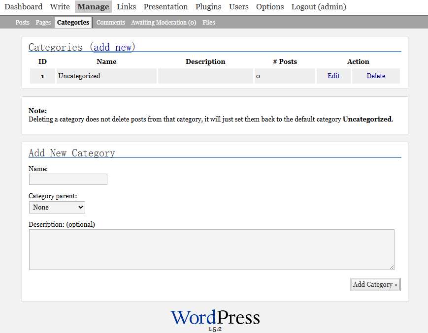Wordpress 1.0~1.5（2004~2005）