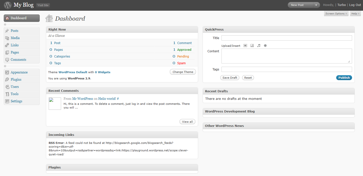 Wordpress 2.0~2.9（2005~2009）
