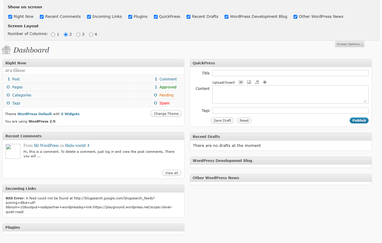 Wordpress 2.0~2.9（2005~2009）