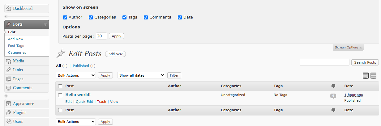 Wordpress 2.0~2.9（2005~2009）