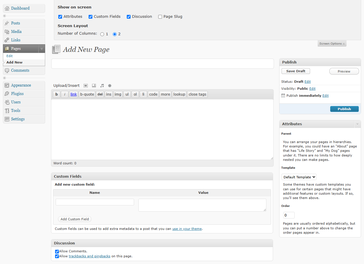 Wordpress 2.0~2.9（2005~2009）