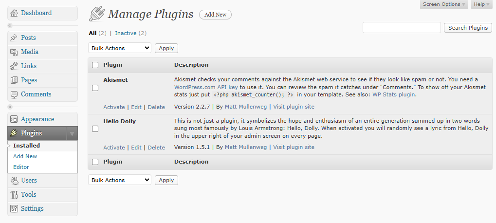 Wordpress 2.0~2.9（2005~2009）